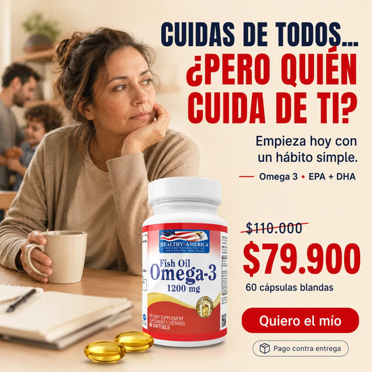 Omega 3 Healthy América Original: Reduce el Cansancio, Colesterol y Triglicéridos